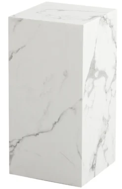 Avery piedestal i hvid marmorprint 25x25x50cm