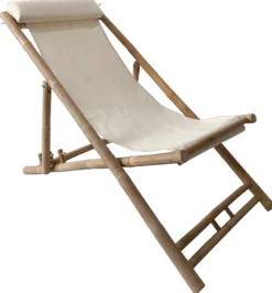 Bambus strandstol hvid