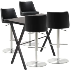 Barbord sæt Grappa sort/Luna barstol sort/krom