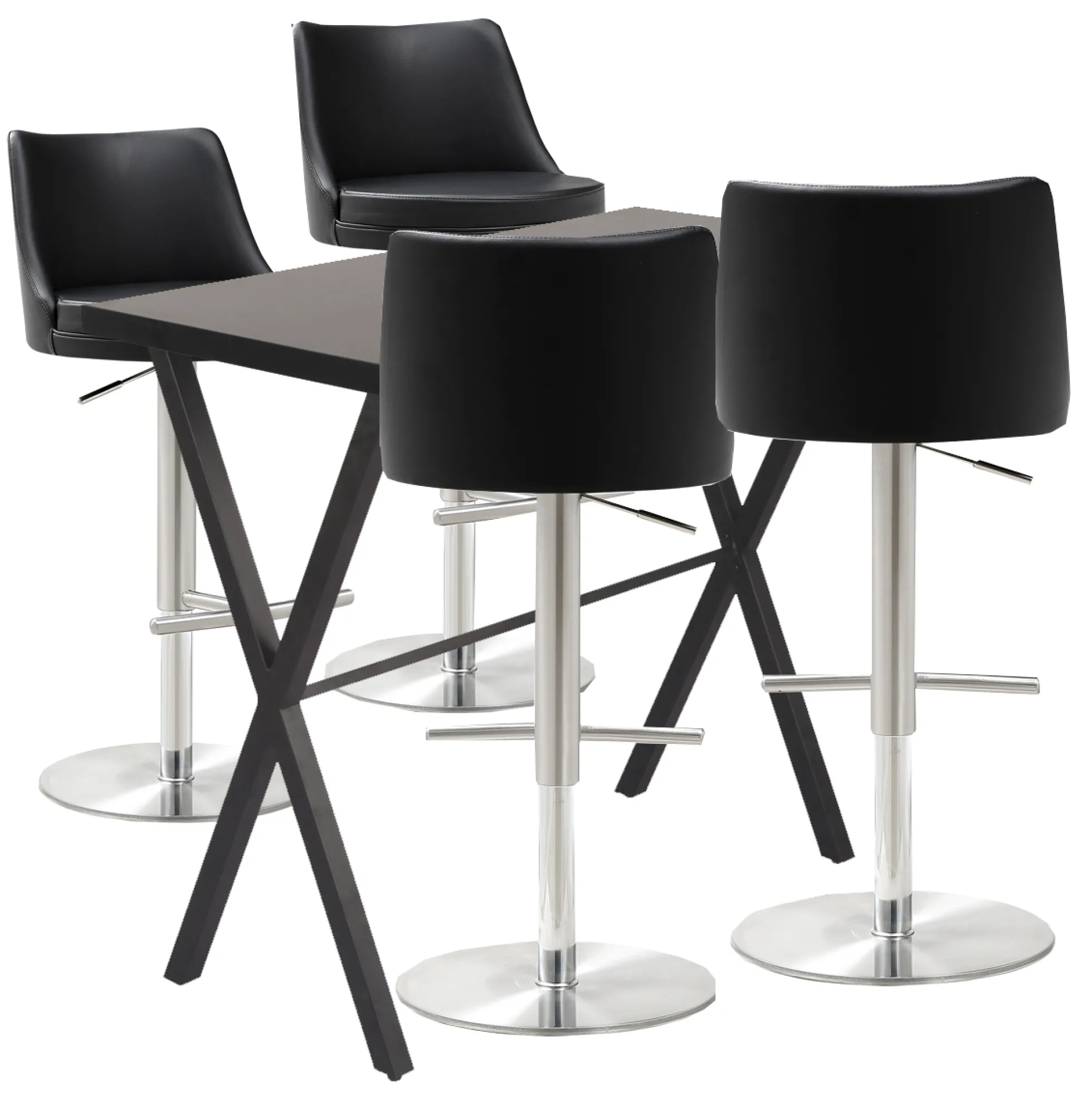 Barbord sæt Grappa sort/Luna barstol sort/krom