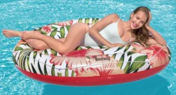 Bestway oppustelig luftmadras med blomster ø158cm