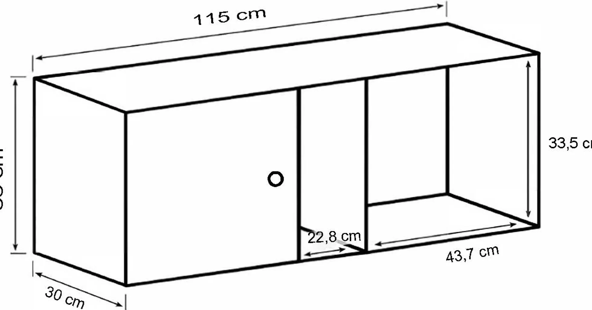 Drammen væghængt hvid 115x30x36cm