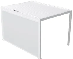 Elektrisk sidevæg til pergola med lameltag hvid
