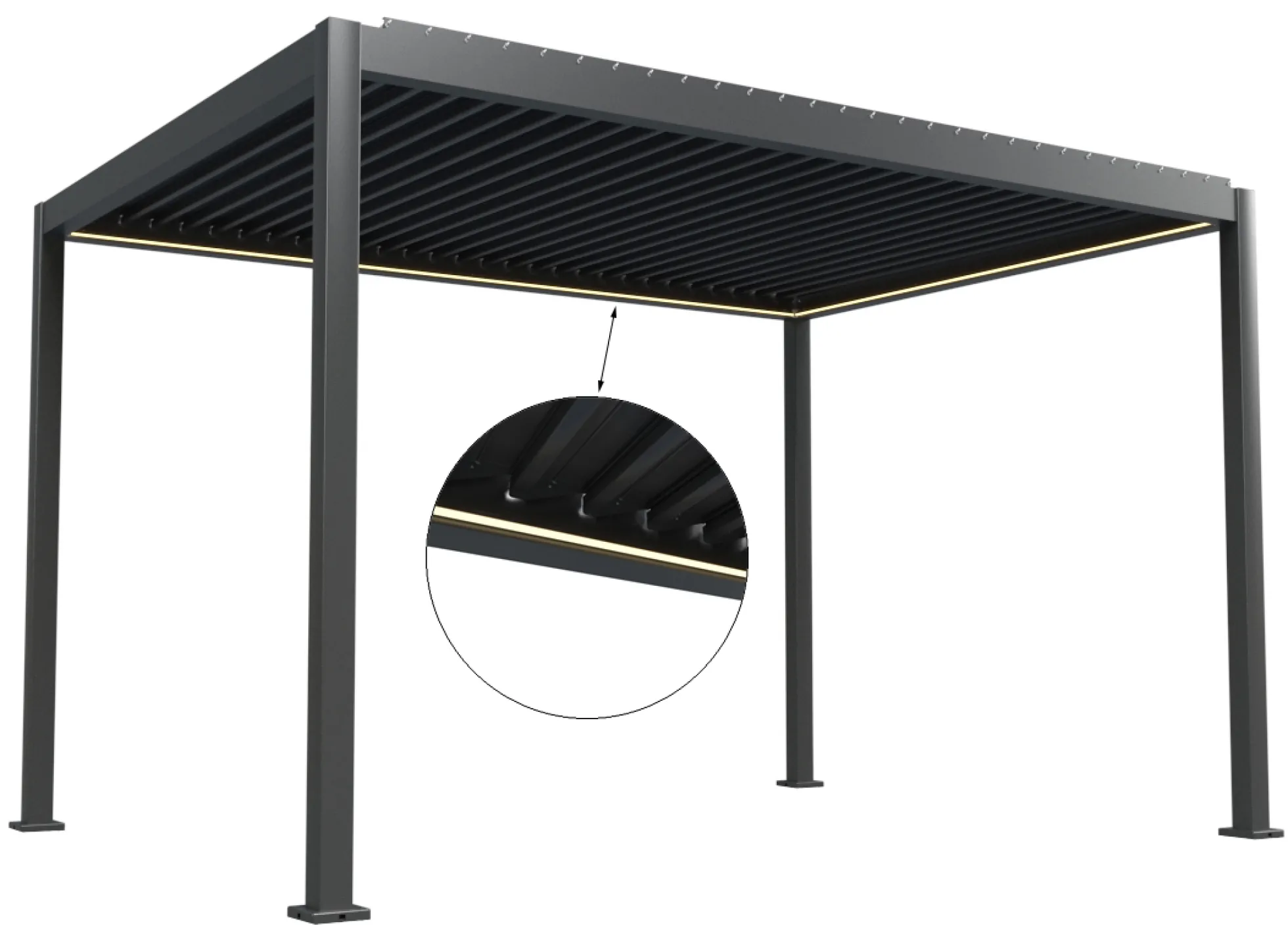 Essence elektrisk LED pergola med lameltag 400x300cm antracit