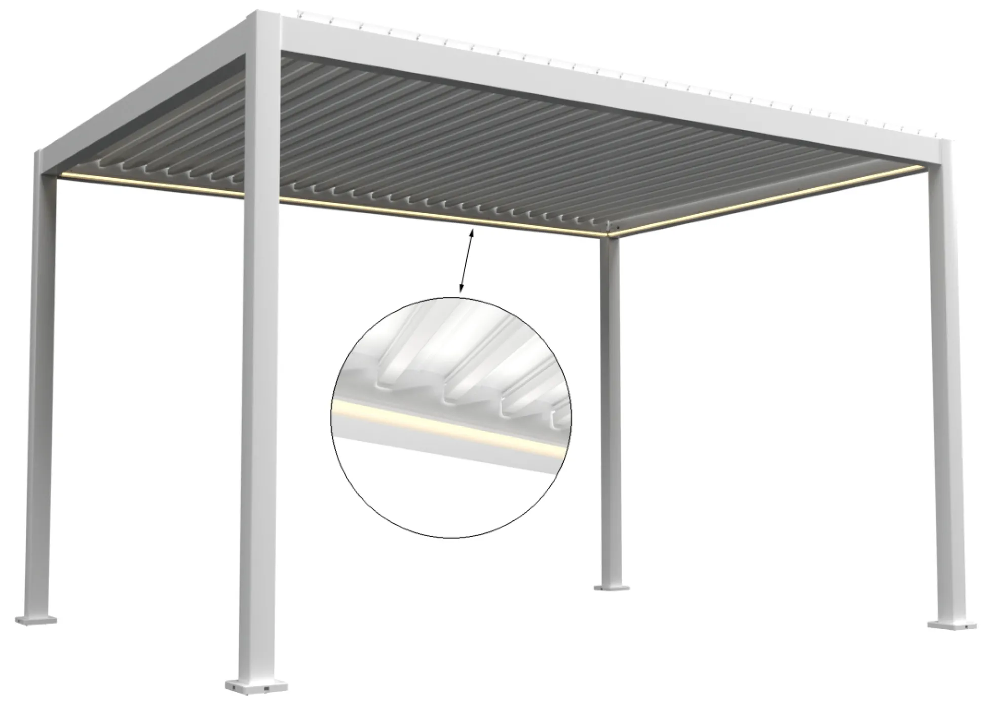 Essence elektrisk LED pergola med lameltag 400x300cm hvid