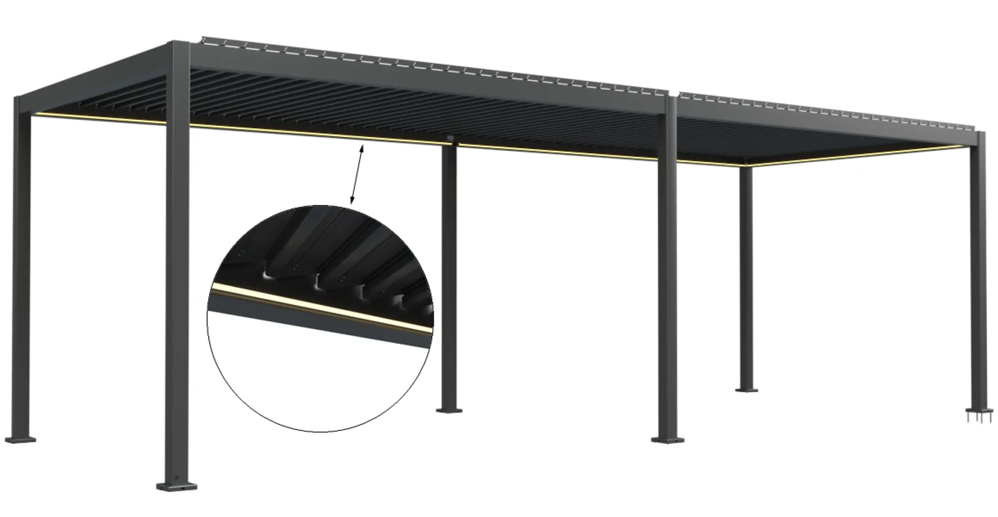 Essence elektrisk LED pergola med lameltag 600x300cm antracit
