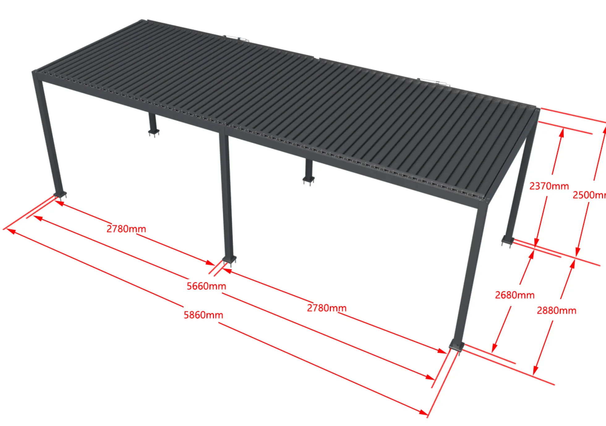 Essence elektrisk LED pergola med lameltag 600x300cm antracit