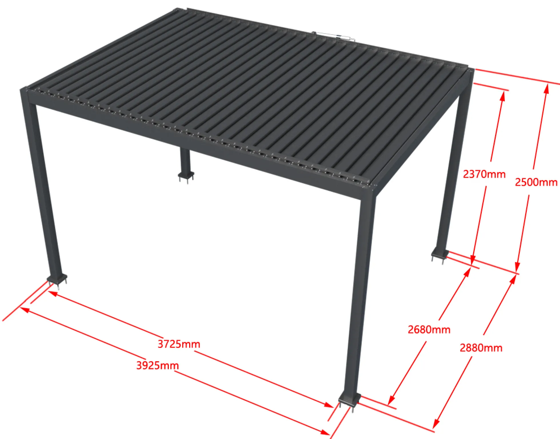 Essence elektrisk pergola med lameltag 400x300cm antracit