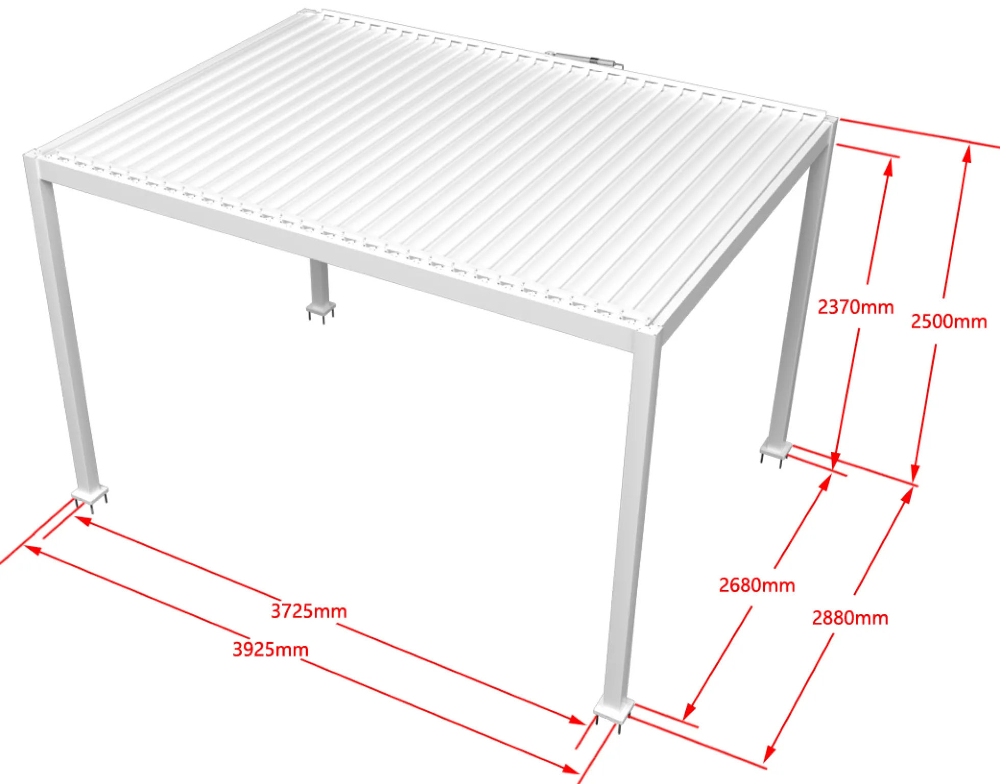 Essence elektrisk pergola med lameltag 400x300cm hvid