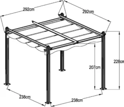 Essence manuel pergola med dug 9m2