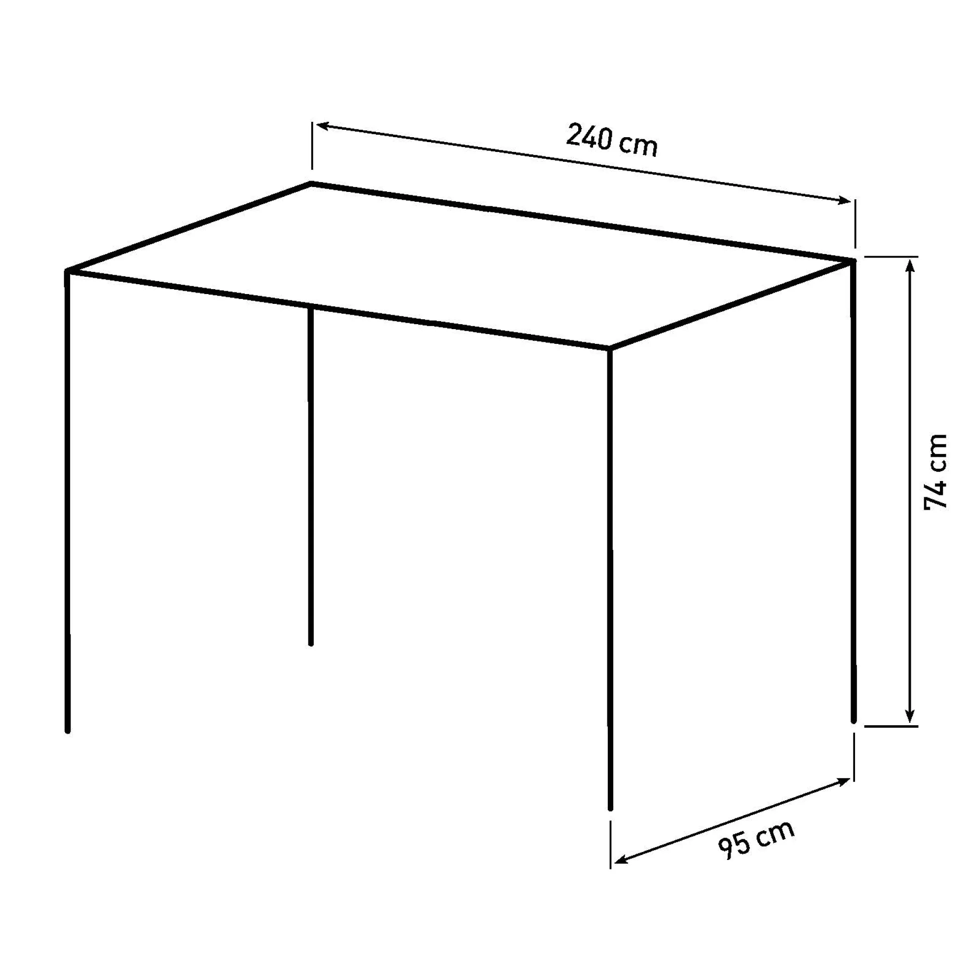 Firenze med skråben 240x95x74cm eg smoked/sort