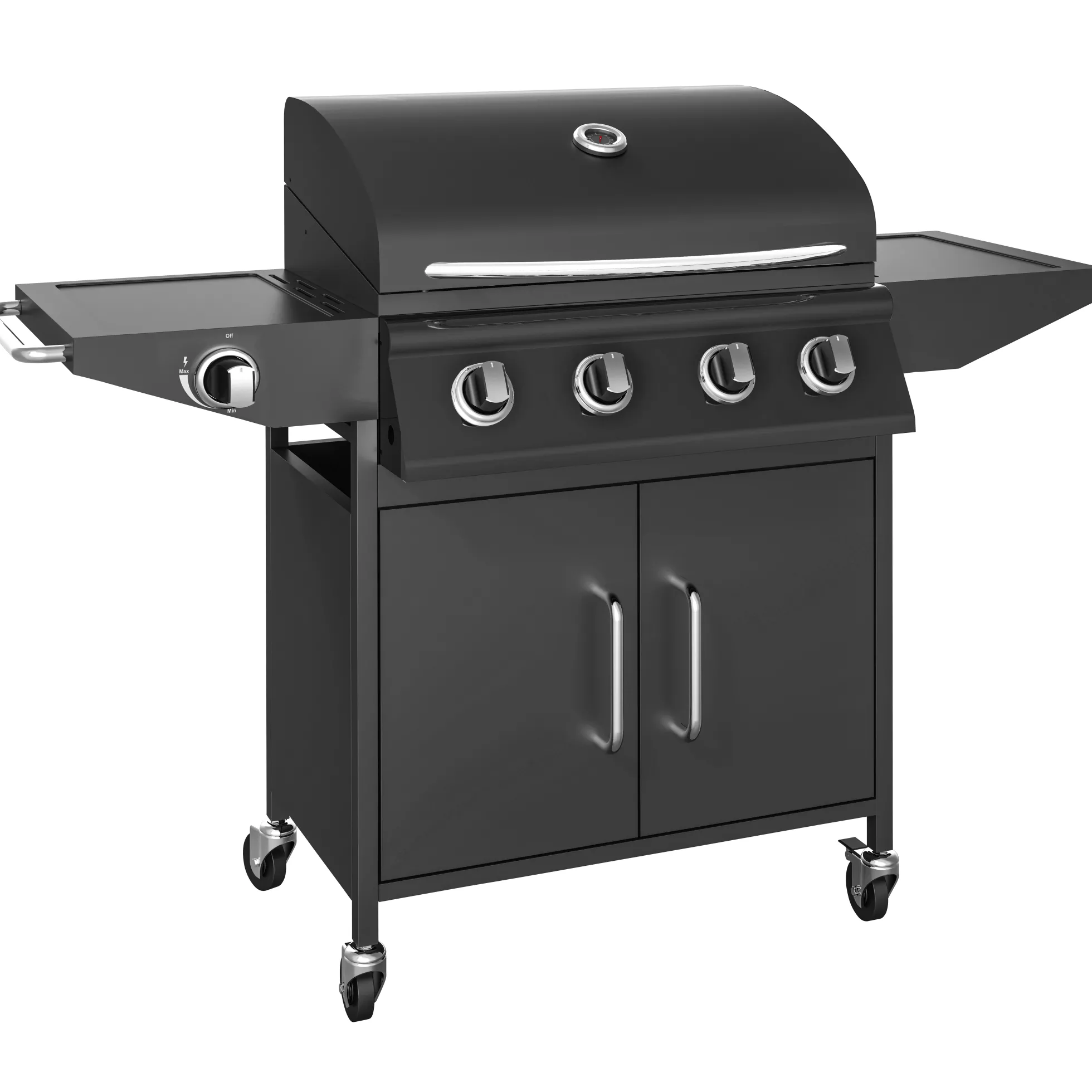 Gasgrill med 4 brændere og blus
