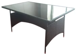 Havebord sort polyrattan 150x90x74cm