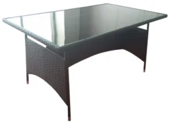 Havebord sort polyrattan 150x90x74cm