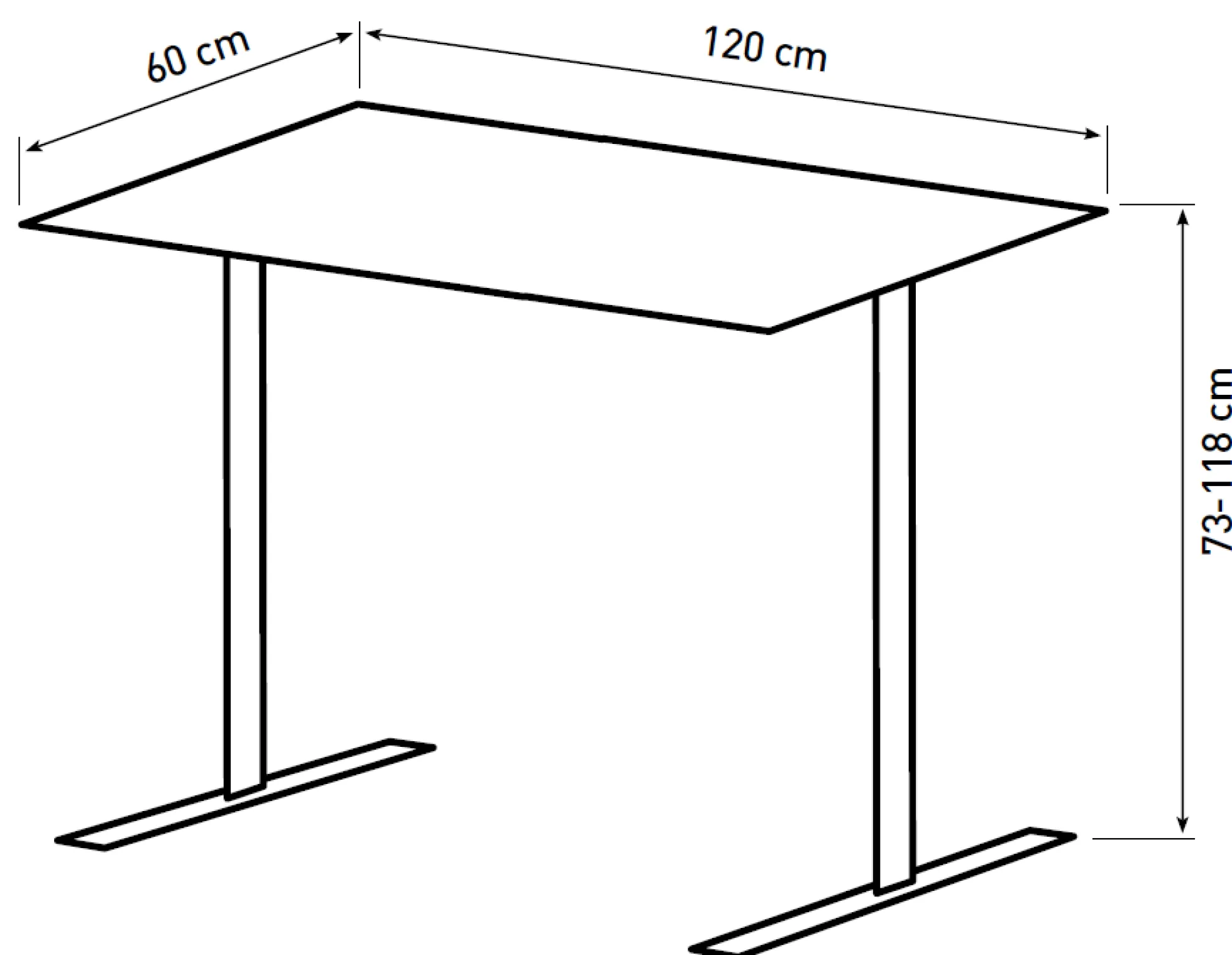 Hæve sænkebord brun 120x60cm