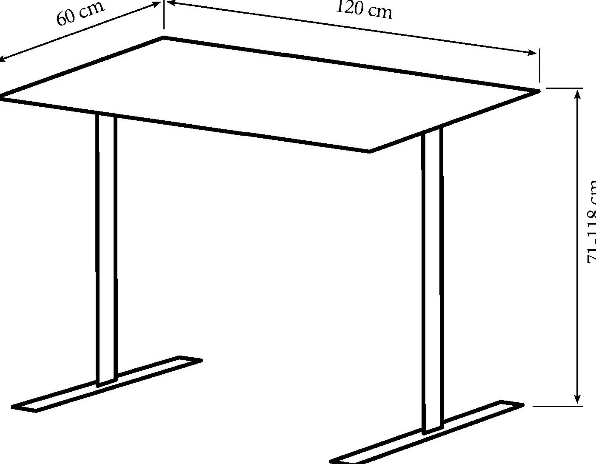 Hæve sænkebord hvid 120x60cm
