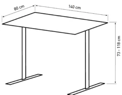 Hæve sænkebord hvid 140x80cm