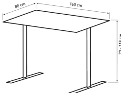 Hæve sænkebord hvid 160x80cm