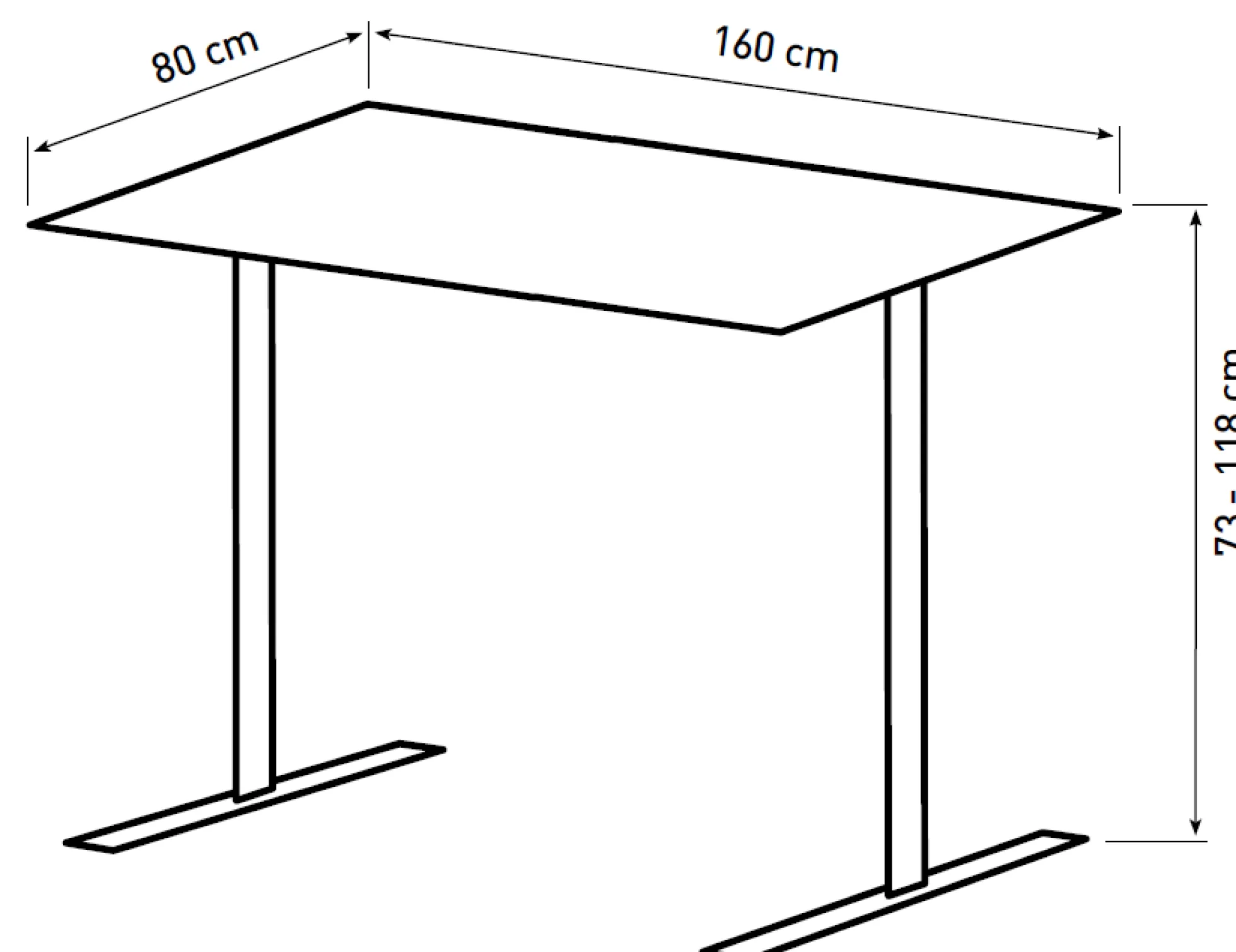Hæve sænkebord hvid 160x80cm
