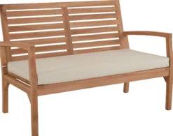 Ivory bænk i teaktræ med hynde 120x70x80cm