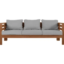 Jakarta bænk i teaktræ med hynder grå 200x70x60cm