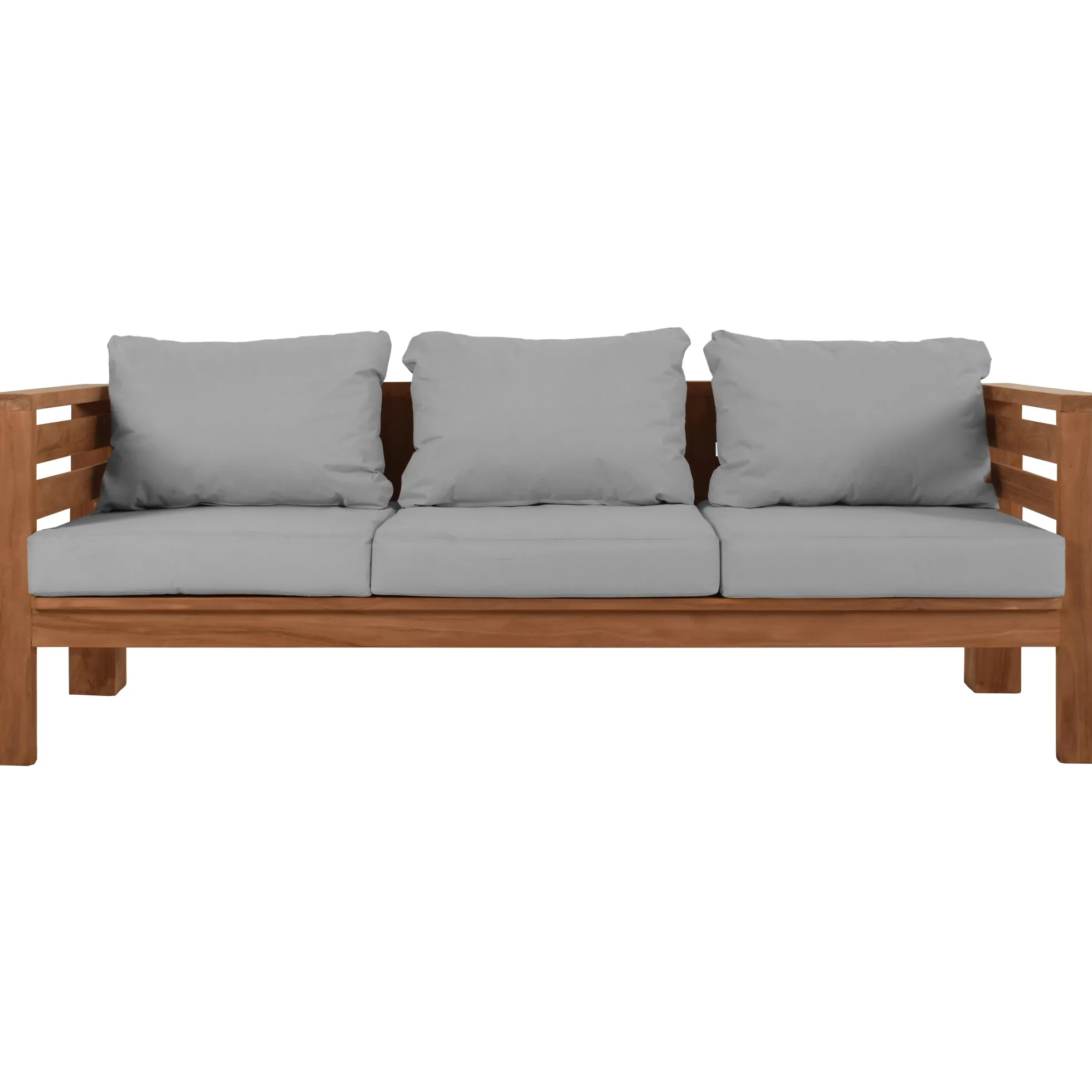 Jakarta bænk i teaktræ med hynder grå 200x70x60cm