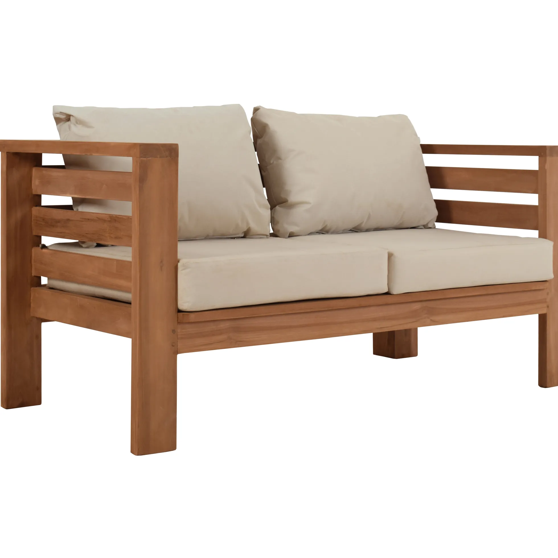 Jakarta loungesofa i teaktræ med hynder 140x70x60cm