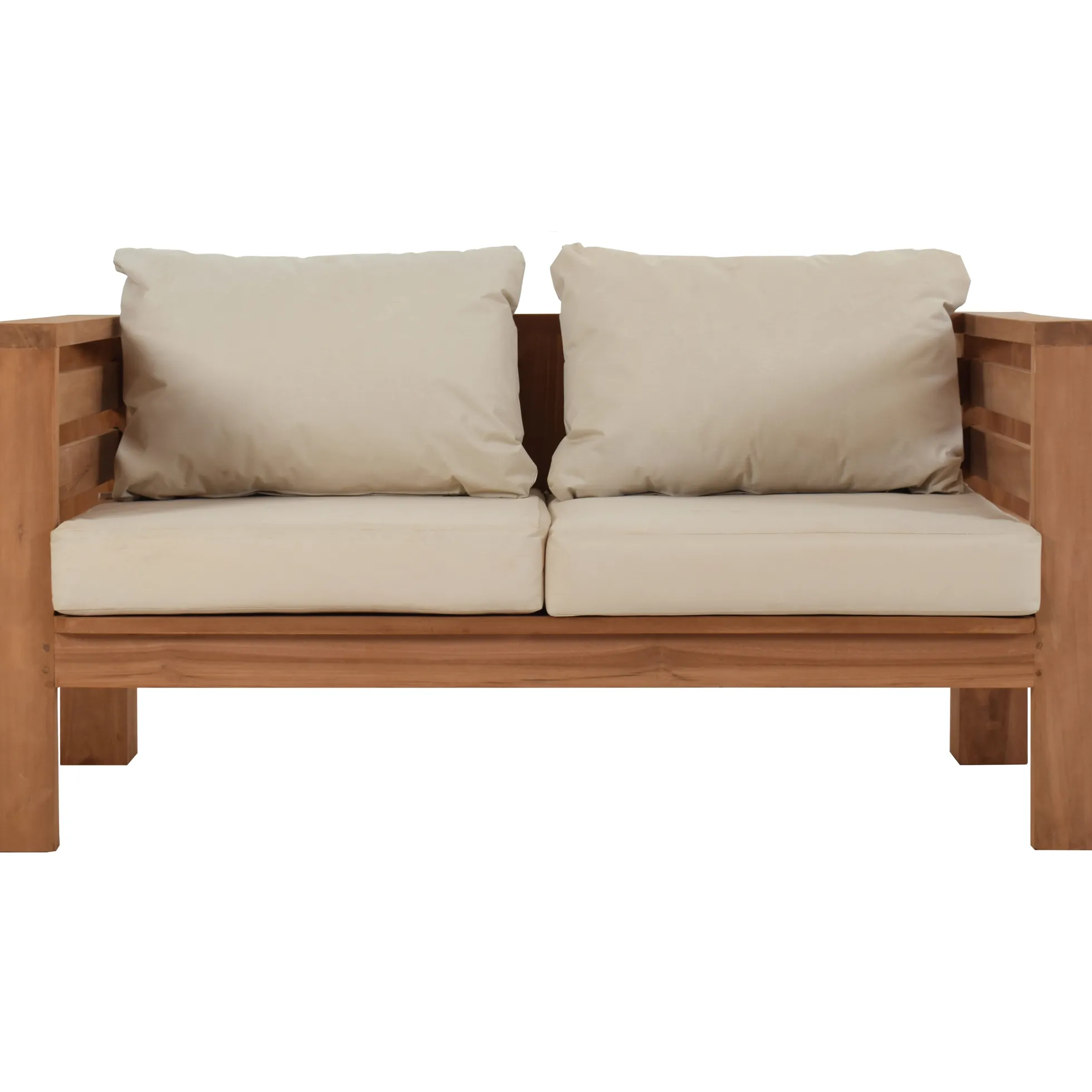 Jakarta loungesofa i teaktræ med hynder 140x70x60cm