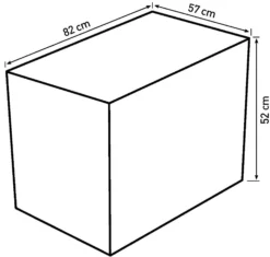 Kurv aflang med hjul 82x57x52cm