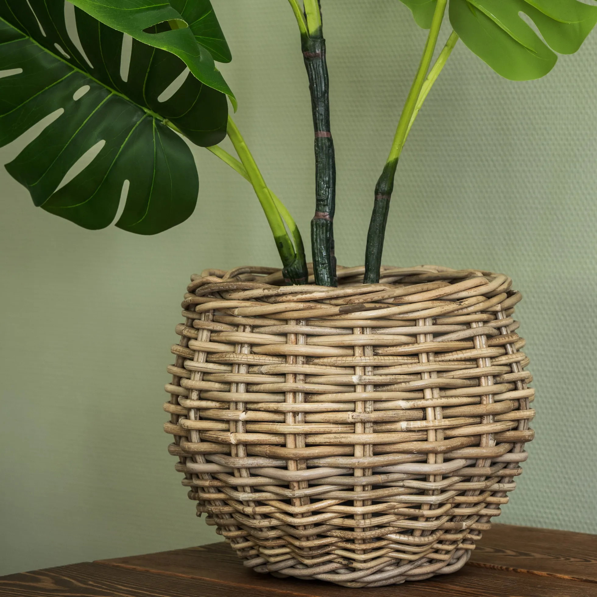 Kurv rund kubu rattan ø30x25cm