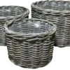 Kurvesæt oval kubu rattan grå