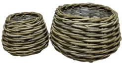 Kurvesæt rund kubu rattan natur 2 stk.
