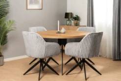 Laura med drejefunktion imiteret pels lysegrå/sort