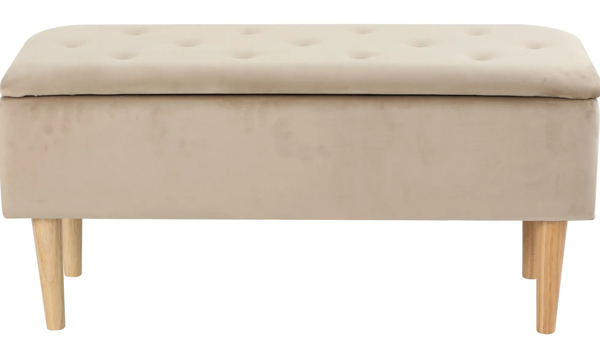 Lens med opbevaring velour beige/natur