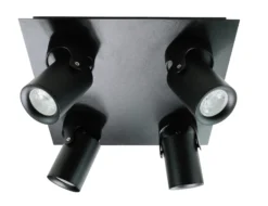 Loftlampe cylinderformet 4 spots sort