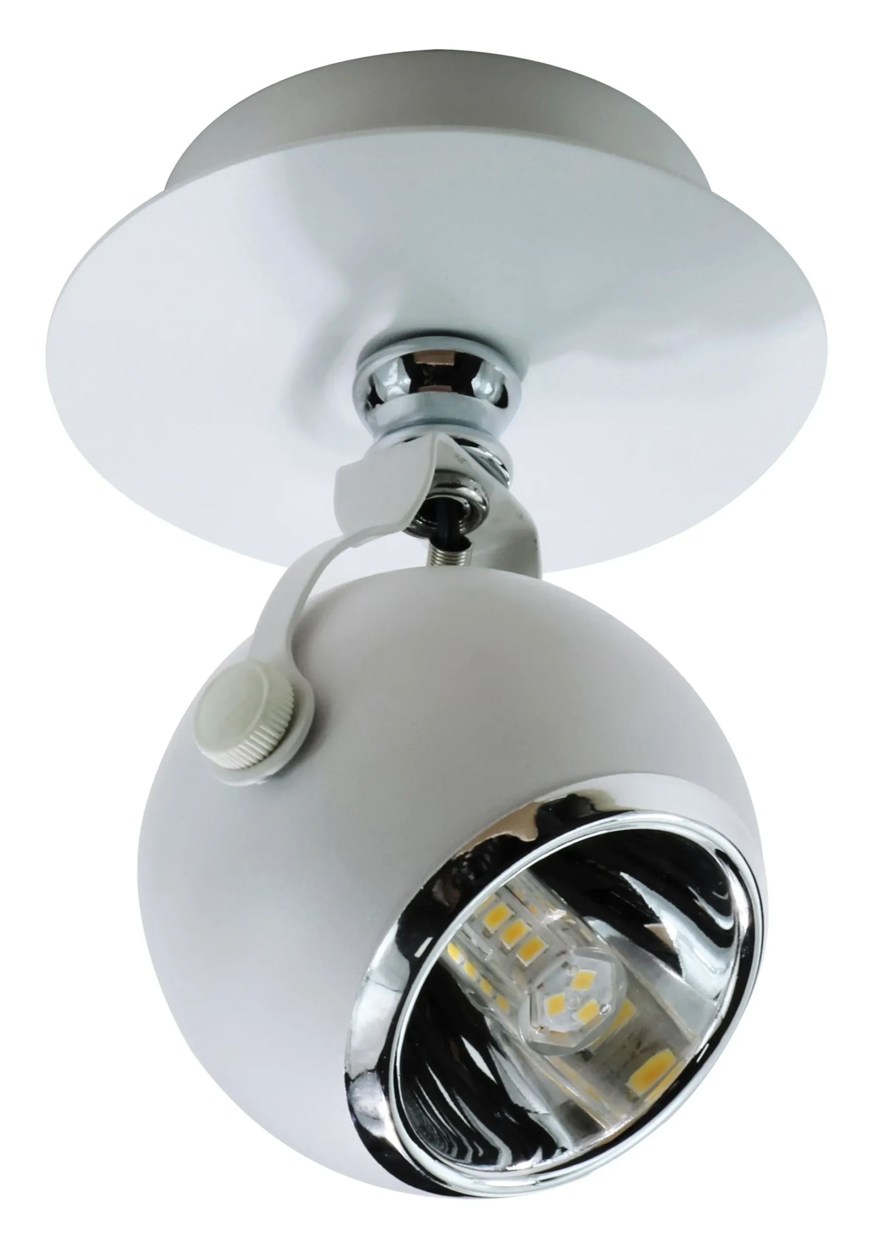 Loftlampe kugleformet 1 spot hvid