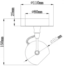 Loftlampe kugleformet 1 spot hvid