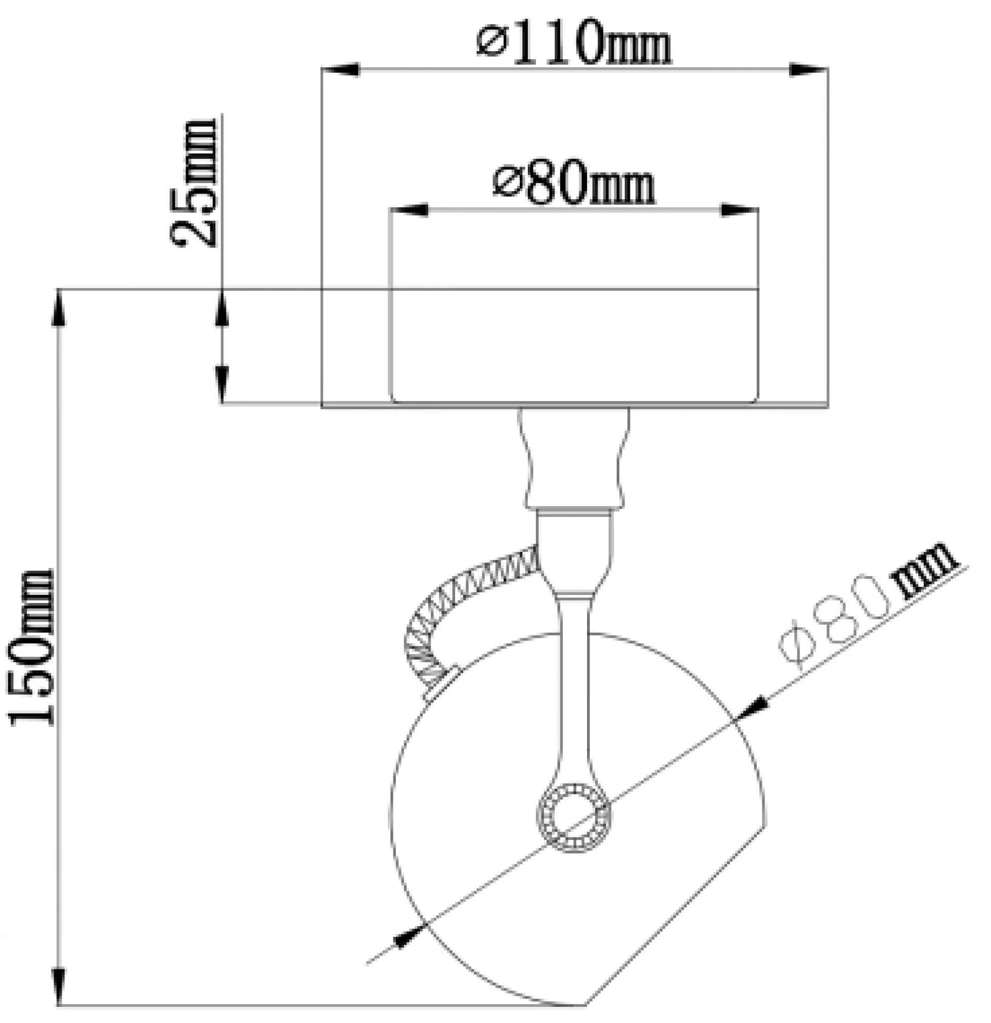 Loftlampe kugleformet 1 spot hvid