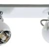 Loftlampe kugleformet 2 spots hvid