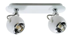 Loftlampe kugleformet 2 spots hvid