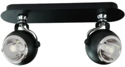 Loftlampe kugleformet 2 spots sort