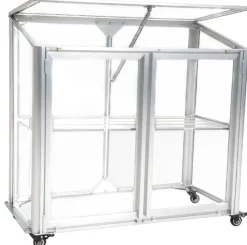 Minidrivhus med hjul poly sølv 77,6x41,5x71,1cm