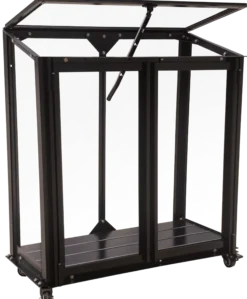 Minidrivhus med hjul poly sort 67,6x33,2x69cm