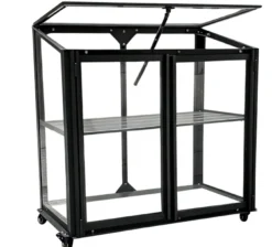 Minidrivhus med hjul poly sort 77,6x41,5x71,1cm