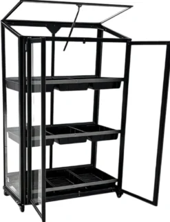 Minidrivhus med hjul poly sort 77,6x41,5x111,1cm.