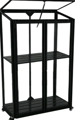 Minidrivhus med hjul poly sort 77,6x41,5x111,1cm.