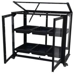 Minidrivhus med hjul sort 77,6x41,5x61cm
