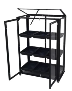 Minidrivhus med hjul sort 77,6x41,5x101cm