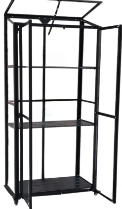 Minidrivhus poly sort 77,6x41,5x151,1cm