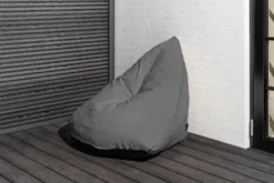 Oval sækkestol stof grå